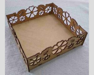 Bandeja quadrada flores MDF 3mm