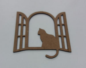 Recorte gato na janela MDF 3mm