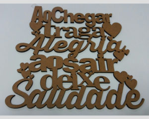 Recorte placa traga alegria MDF 3mm