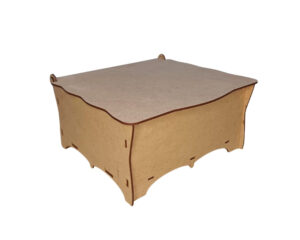 Caixa com bordas curvas tampa móvel