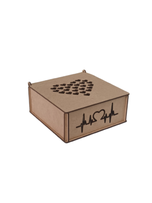 Caixa Corações vazados e batimentos - MDF 3mm