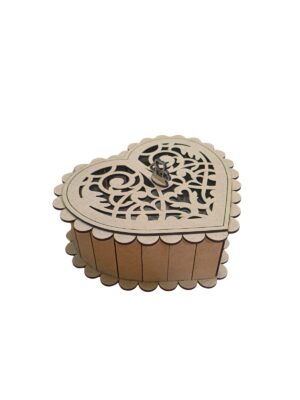 Caixa Coração com Tampa Vazada - MDF 3mm
